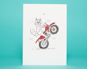 Cat Goodbye Card - Hand Drawn Leaving Card (5x7in)