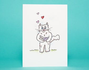 Cat New Baby Card – Hand Drawn Artwork (5x7in)