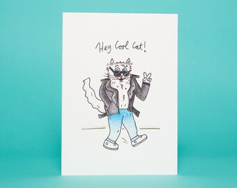 Cat Greeting Card - Dig Your Style, Hand-Drawn Artwork (5x7in)