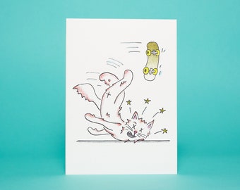 Cat Greeting Card - Encouragement Gift, Hand Drawn