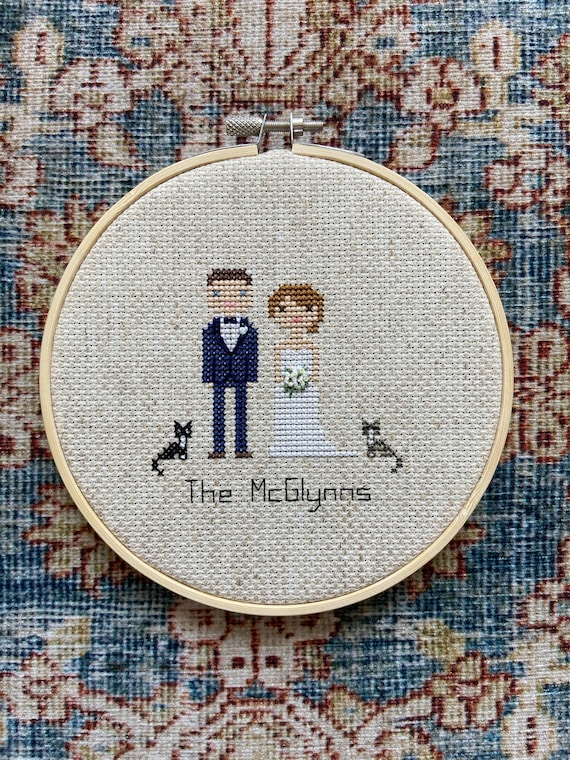 Cross stitch wedding portrait - custom