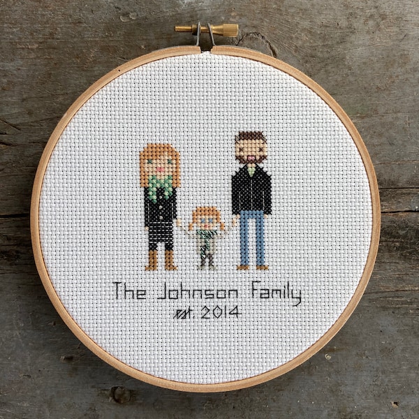 Cross stitch family portrait - custom