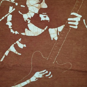 Widespread Panic John Bell hand made brown batik t shirt.