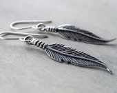 Sterling Silver Feather Earrings Native American style Feather jewelry Gift for her Bohemian jewelry