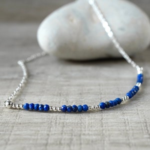 Lapis Lazuli Sterling Silver Necklace * September Birthstone * Gift for her *  Feminine