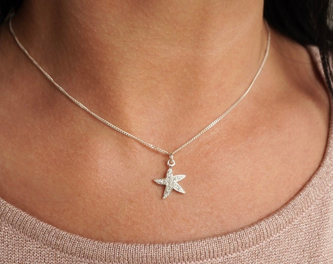 Starfish Sterling Silver Delicate Necklace * Summer jewelry * Nautical earrings * Beach jewellery