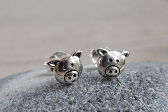 Piggy Pig Face Stud Earrings Sterling Silver Piggy Pig Face Stud Earrings Sterling Silver