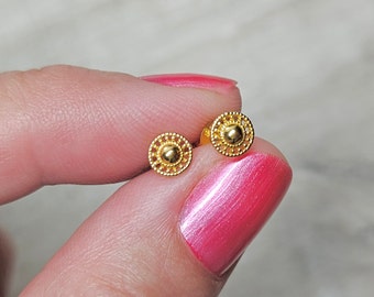 Gold Filigree Small Stud Sterling Silver * Feminine jewellery * Gold stud * Boho stud