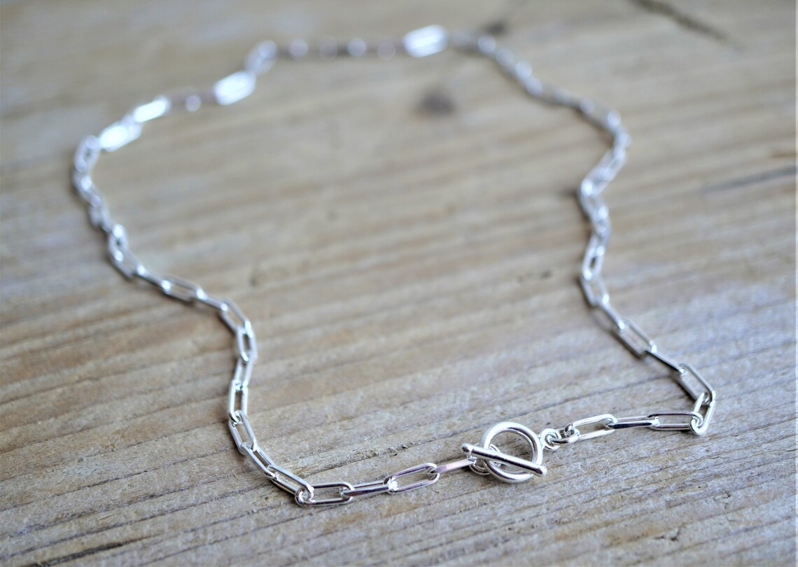 Paperclip Sterling Silver Necklace Long Link Necklace Gift Etsy UK