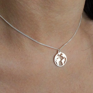 Sterling Silver Word Map Necklace * Travel fan * Map jewelry