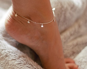 Sterling Silver Delicate Charm Anklet * Boho anklets * Gift for her * Feminine