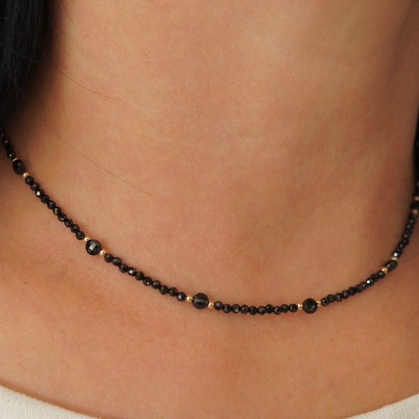 Black Sparkling Spinel Necklace * Choker * Dainty * Shiny Jewelry * Feminine * Gift for her