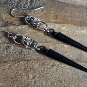 Black Spike Metal Swivel Earrings, Goth, Steampunk, Punk earrings, Gift for her