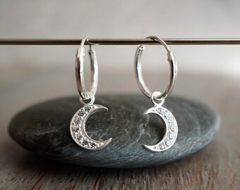 Sterling Silver Moon Hoop earrings * Boho earrings * Moon earrings * Hoop jewellery