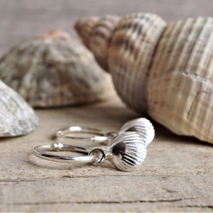 Sterling Silver Shell Hoop earrings * Hoop earrings * Boho hoops * Ocean summer