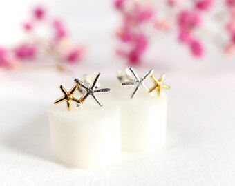 Double Starfish Sterling Silver Delicate Stud * Summer jewellery * Nautical earrings * Beach jewellery