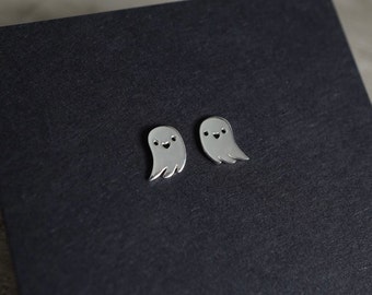 Small Cute Ghost Stud * Halloween earrings * Ghost earrings * Sterling silver