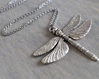 Large Dragonfly Pendant Long Chain Necklace *Boho * Long necklace *Good luck* Freedom
