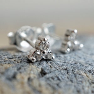 Tiny Sterling Silver Triangle Zirconia Stud, Dainty Stud Earrings