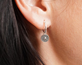 Sterling Silver Sun Hoop earrings * Boho earrings * Summer earrings * Hoop jewellery