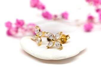 Flower Stud Sterling Silver Earrings * Feminine jewelry * Gift for her