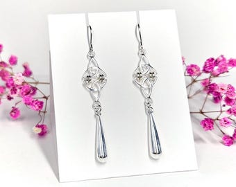 Orecchini lunghi in argento sterling con triquetra celtica * Orecchini celtici * Nodo della Trinità