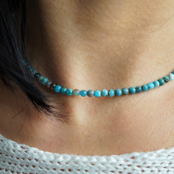 Apatite choker necklace * Boho choker * Blue jewelry * Bohemian necklace