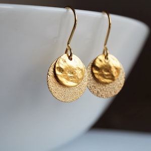 Minimalist Gold Runde Scheibe Ohrringe Zierlich Feminin * Boho * Ethno * Zart
