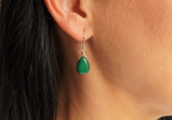 Malachite drop earrings sale