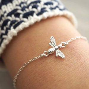 Bee Sterling Silver Dainty Bracelet * Layered Bracelet * Bee fan * HoneyBee * Gift for her