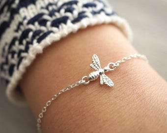 Bee Sterling Silver Dainty Bracelet * Layered Bracelet * Bee fan * HoneyBee * Gift for her