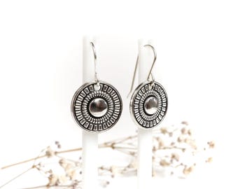 Boho Round Earrings* Hippy* Ethnic* Tribal* Oriental* Bohemian* Sterling silver ear hook
