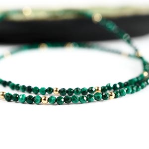 Faceted Malachite Necklace * Green stone necklace * Delicate choker necklace * Gift for her * Feminine