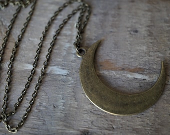 Big Crescent Moon Bronze Lange Halskette * Mondschmuck * Mond Halskette * Wicca