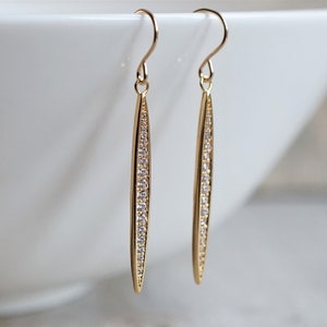 Pendientes Delicados Circonitas de Oro * Pendientes Oro * Joyas femeninas * Pendientes Brillos