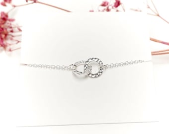 Double Circle Sterling Silver Bracelet * Dainty Feminine Bracelet *  Gift For Her *