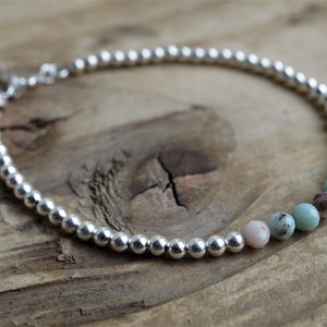 Larimar Sterling Silver Bead Bracelet * Larimar Jewelry * Dainty bracelet * Gift for her * Feminine