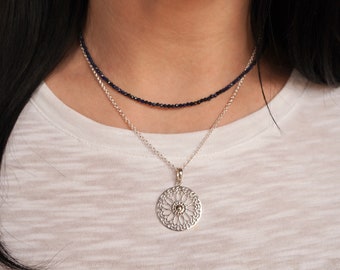 Beautiful Flower Mandala Sterling Silver Necklace * Boho necklace