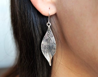 Cute "Fluttering" Leaf Earrings, Sterling Silver Ear Hook, Leaf jewellery