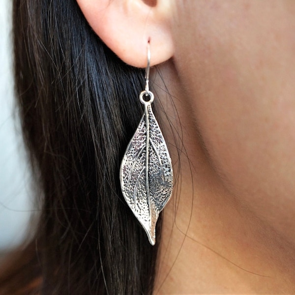 Boucles d’oreilles à feuilles mignonnes « Fluttering », crochet d’oreille en argent sterling, bijoux en feuilles