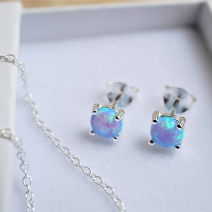 Opal Sterling Silver Dainty Stud & Bracelet Set*  Feminine Dainty bracelet * Opal jewellery