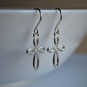 Sterling Silver Celtic Infinity Cross Charm Sterling Silver Earrings Mothers Earrings Eternity cross image 3