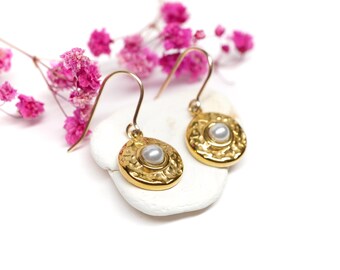 Gold Stainless Steel Round Earrings * Gold Filled Ear Hooks