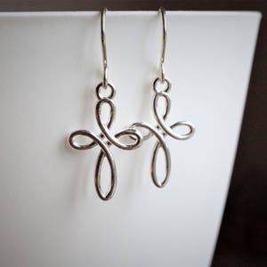 Sterling Silver Celtic Infinity Cross Charm Sterling Silver Earrings Mothers Earrings Eternity cross image 1