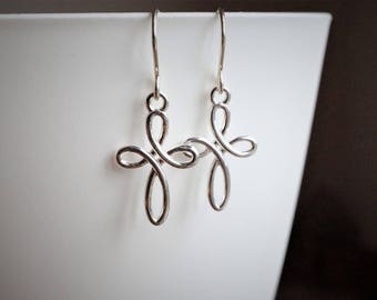 Sterling Silver Celtic Infinity Cross Charm Sterling Silver Earrings* Mothers Earrings* Eternity cross