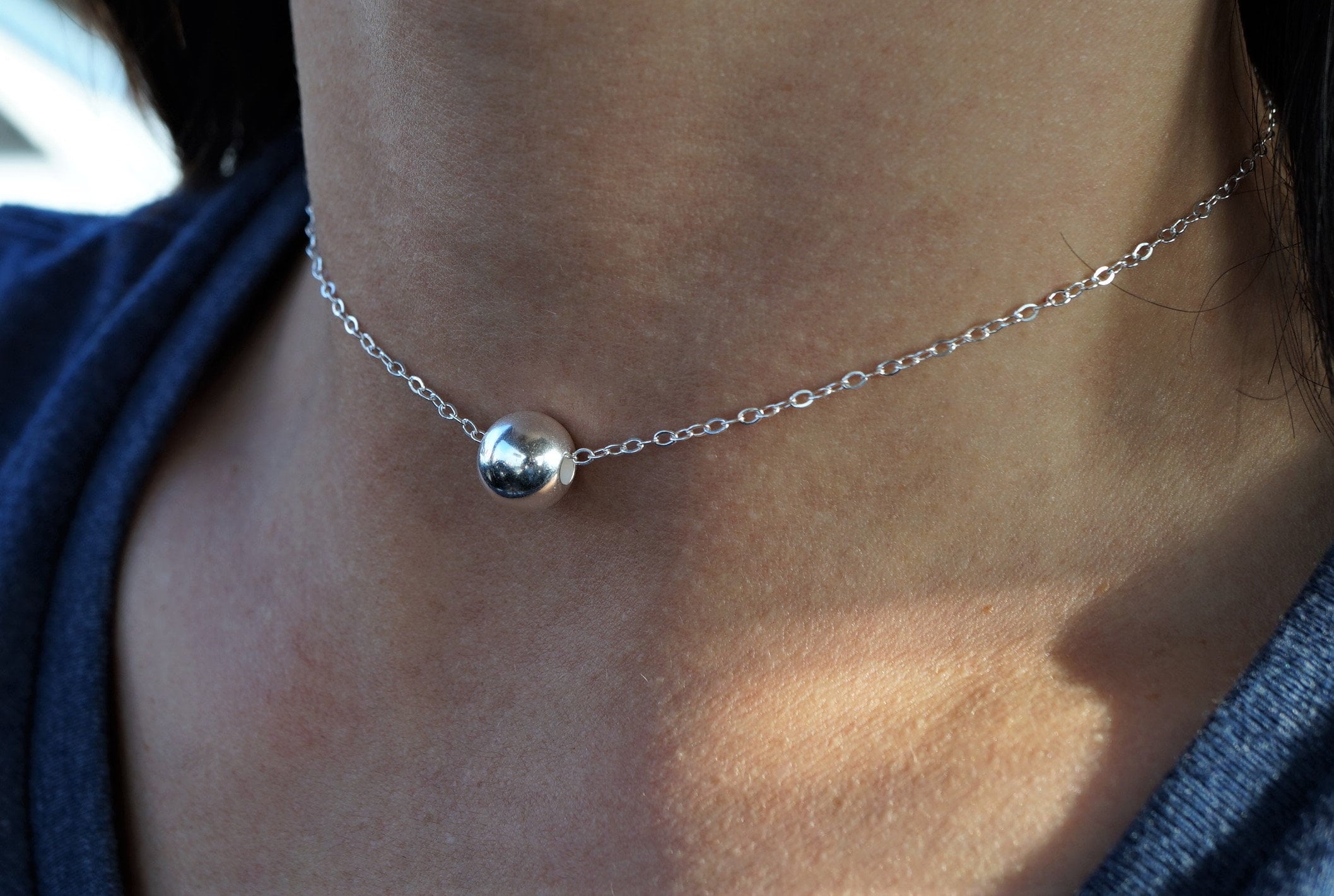 Sterling Silver Ball Necklace Silver Jewelry Dainty gift Etsy