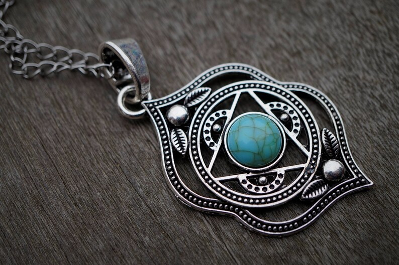 Boho Antique Silver Oval Leaf Long Necklace Chain Leather *Boho *Festival* Symbol Ethnic Bohemian Spirit