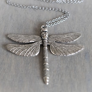 Large Dragonfly Pendant Long Chain Necklace boho Long Necklace good ...
