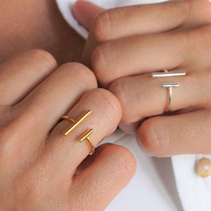 Open Bar Sterling Silver Ring * Chic ring * Gift for her * Boho jewellery