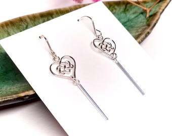 Celtic Infinity Heart Knot Earrings, Viking jewellery, Gift for her